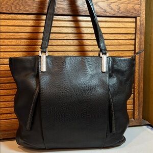Brighton black pebble leather with cross grain front panel shoulder bag